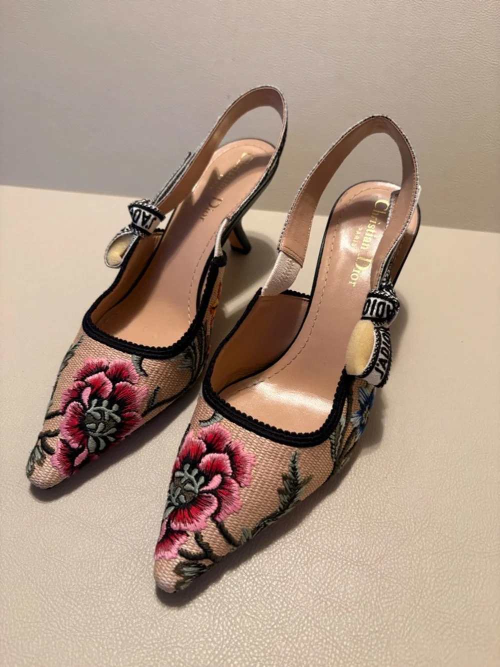 Christian Dior J’Adior Embroidered Slingback Pumps – Floral – Size 38 - Picture 2 of 11